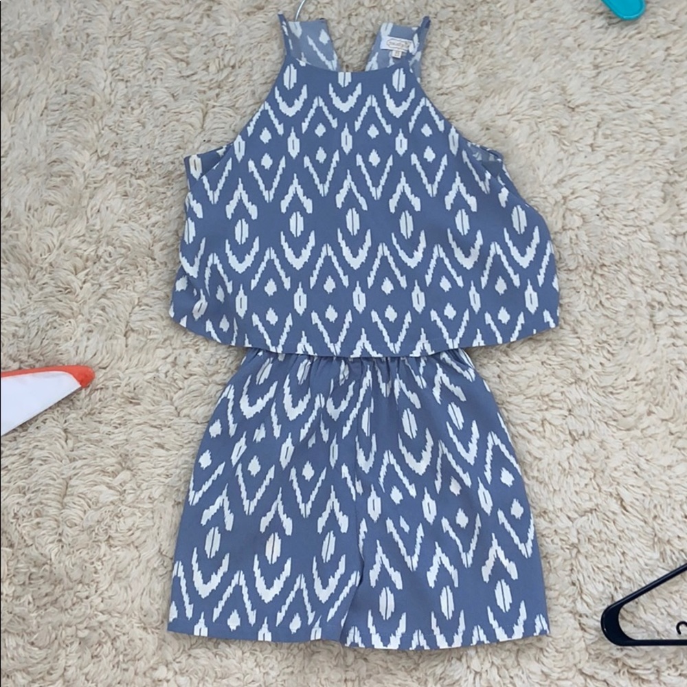 Blue Patterned Romper - image 1